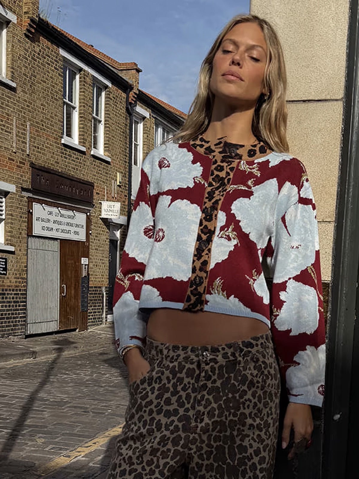 Never Fully Dressed Burgundy & Blue Poppy Cardigan - Glebe Fashion