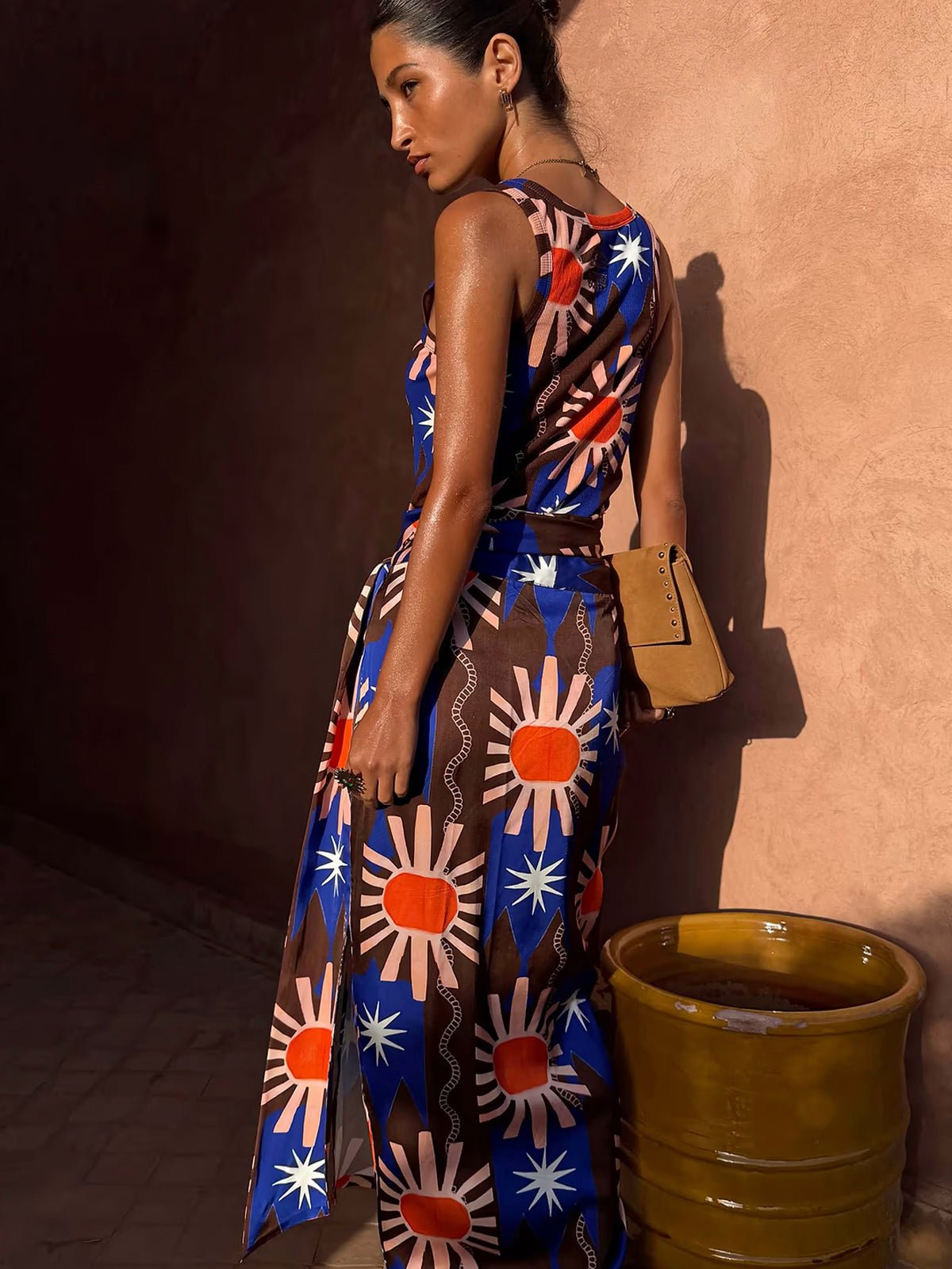 Never Fully Dressed Chocolate and Blue Sun Jaspre Skirt - Glebe Fashion