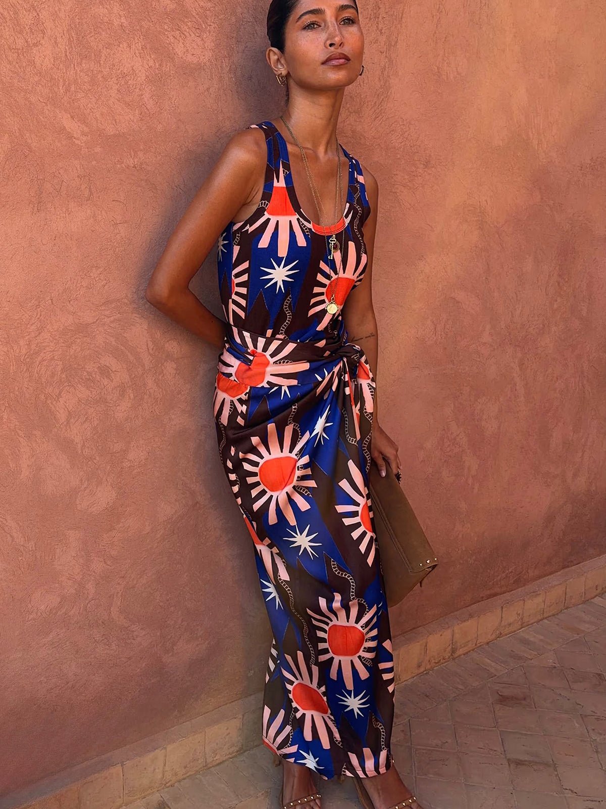 Never Fully Dressed Chocolate and Blue Sun Jaspre Skirt - Glebe Fashion