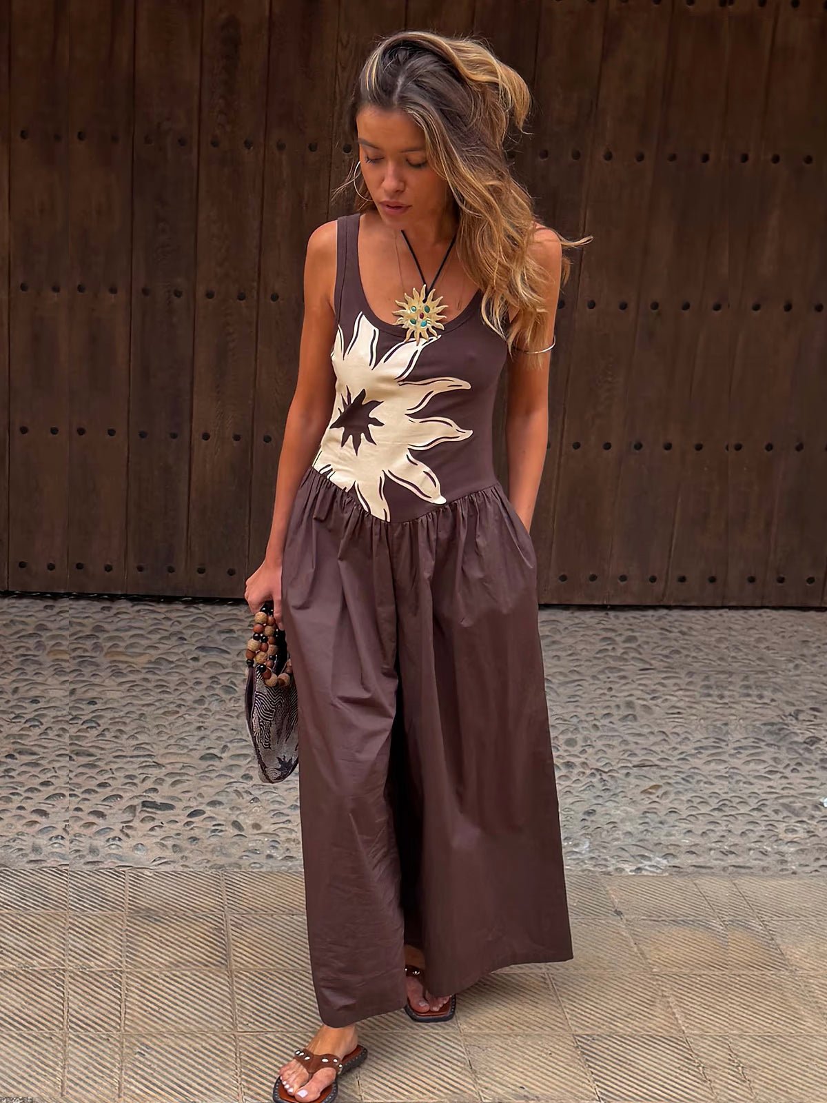 Never Fully Dressed Chocolate Sun Poplin Jumpsuit - Glebe Fashion