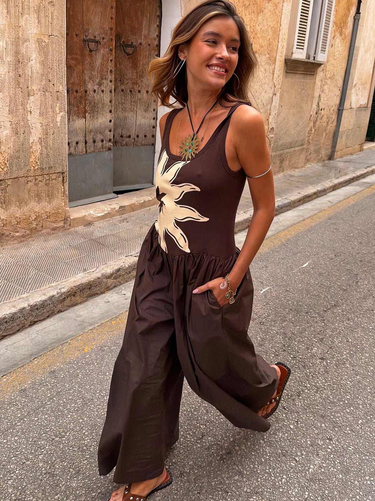Never Fully Dressed Chocolate Sun Poplin Jumpsuit - Glebe Fashion