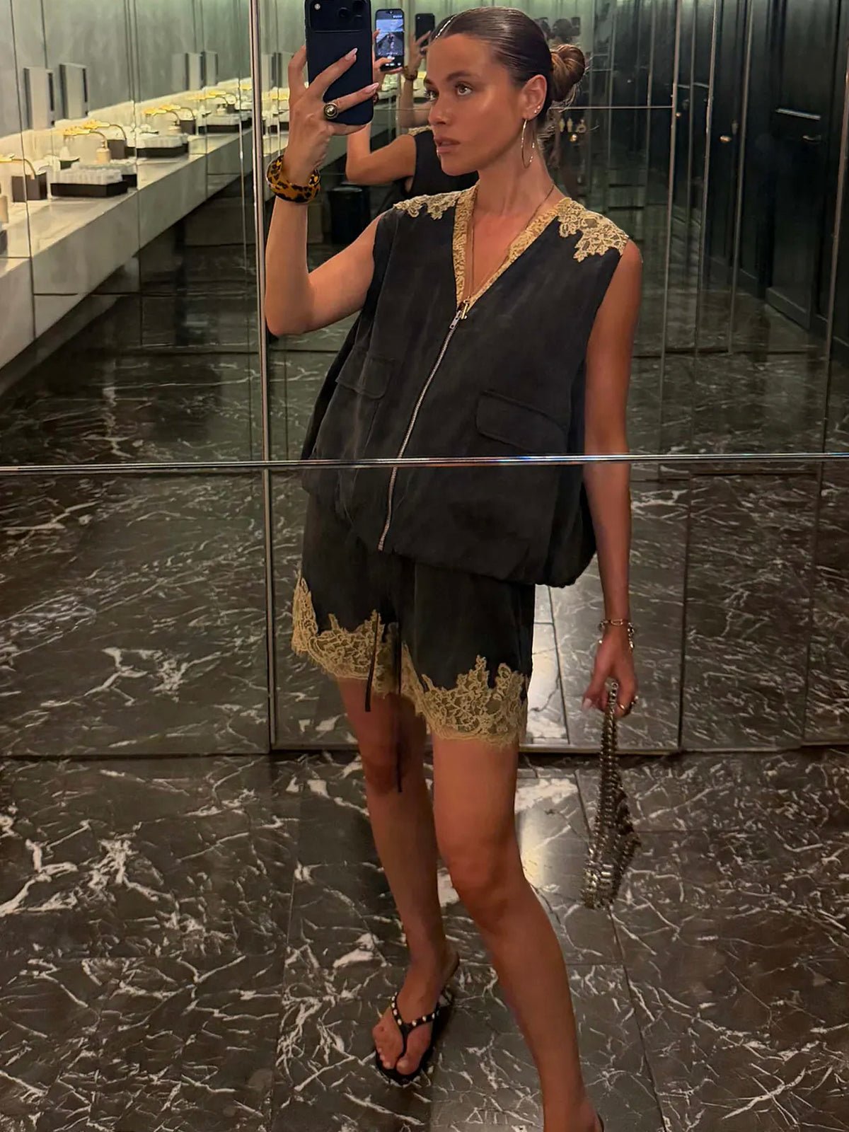 Never Fully Dressed Grey Lace Ellie Shorts - Glebe Fashion