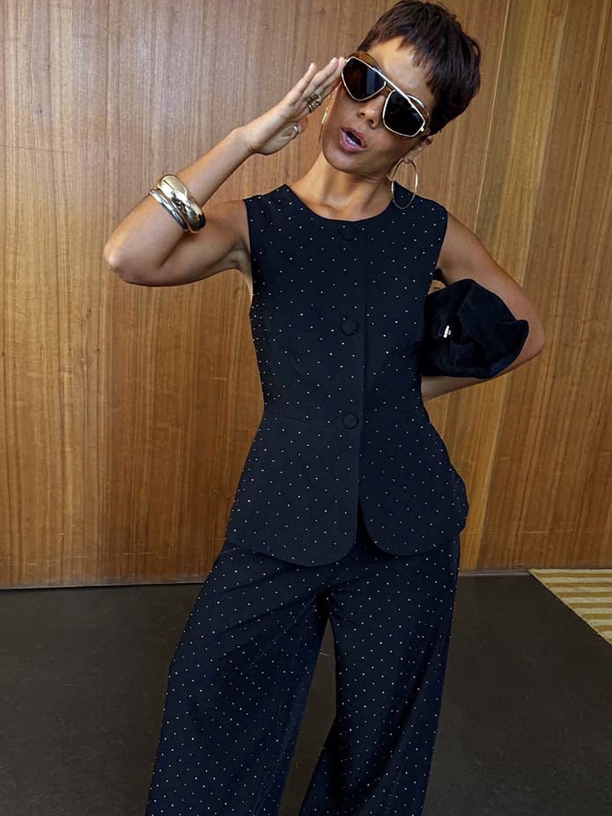 Never Fully Dressed Hotfix Sol Waistcoat Black - Glebe Fashion