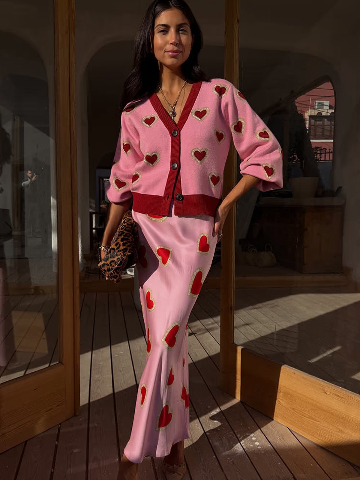 Never Fully Dressed Pink Hearts Cardigan - Glebe Fashion