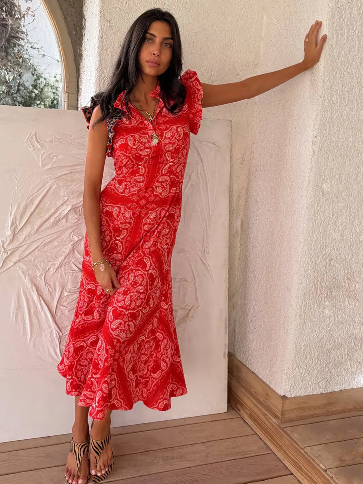 fitted lace wedding dress Never Fully Dressed Red Bandana Remi Dress