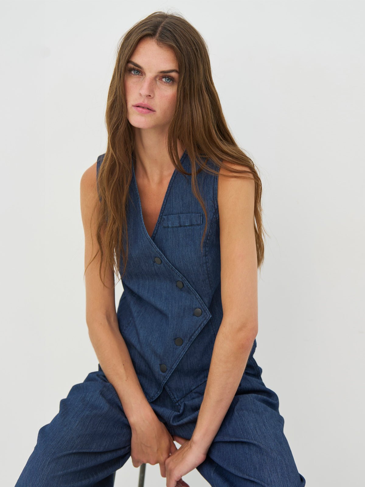 Nu Denmark Carlene Vest Denim Blue - Glebe Fashion