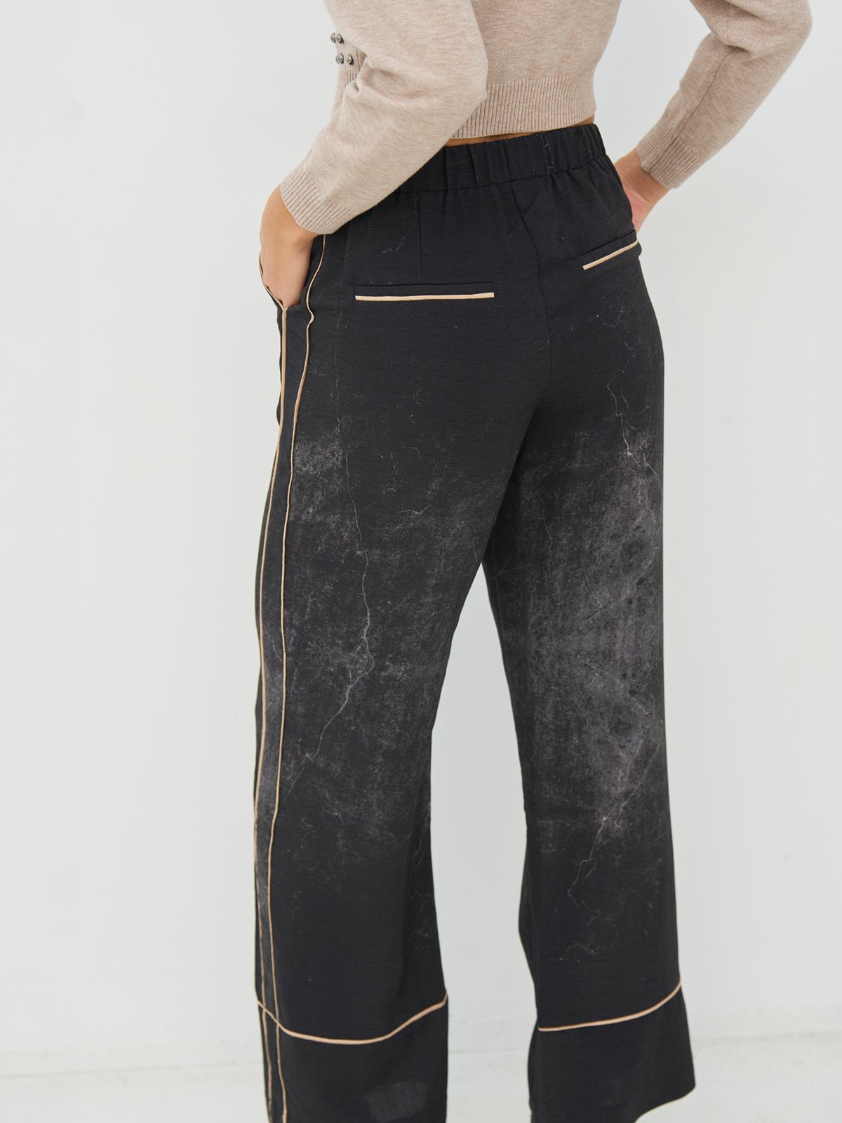 Nu Denmark Creola Wide Leg Trousers Black Mix - Glebe Fashion