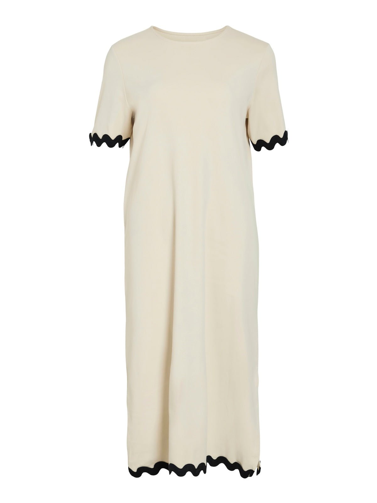 O - Neck Alisa Midi Dress With Contrast Trim - Glebe Fashion