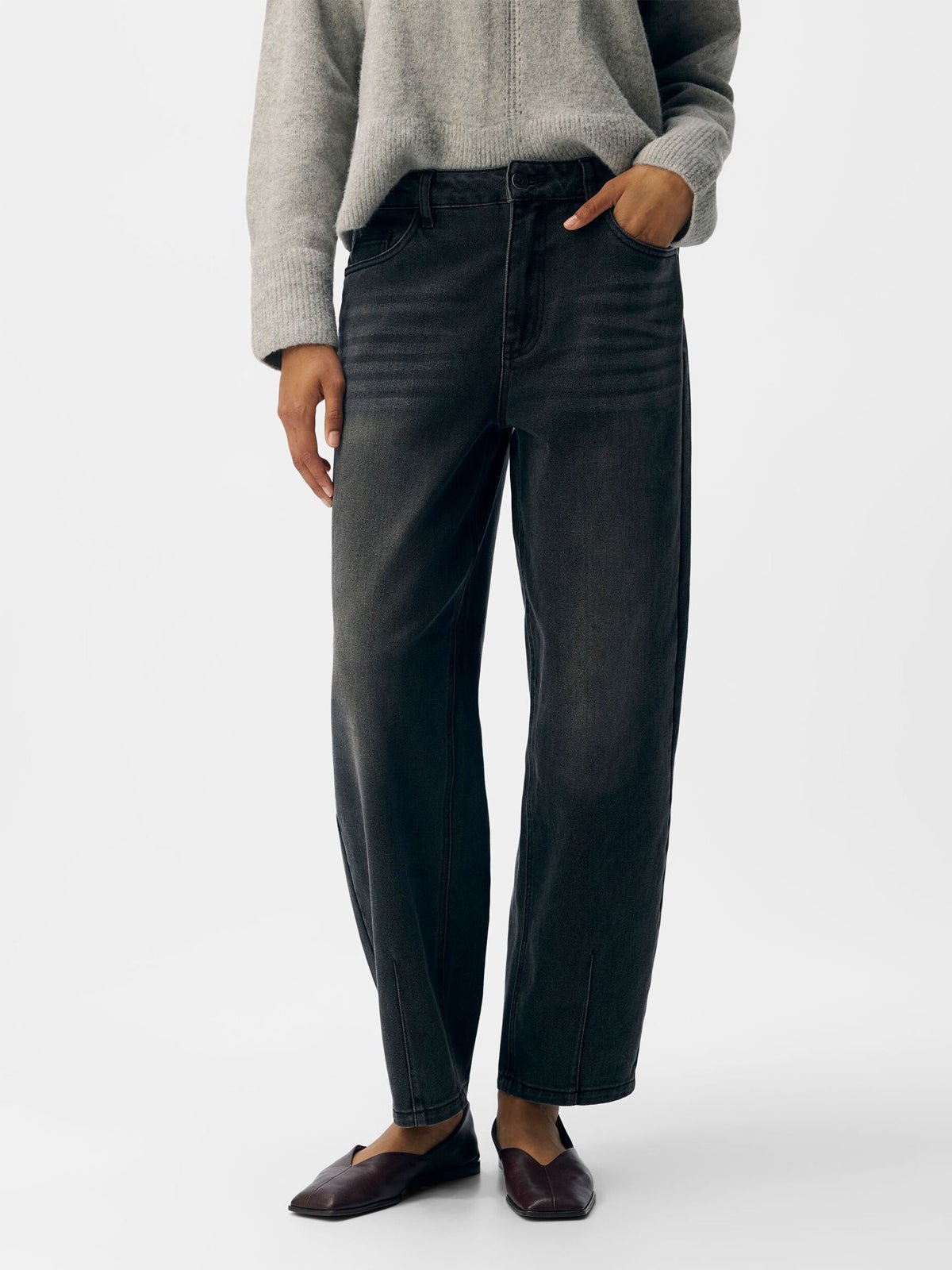 Object Barrel Ankle Jeans Black - Glebe Fashion