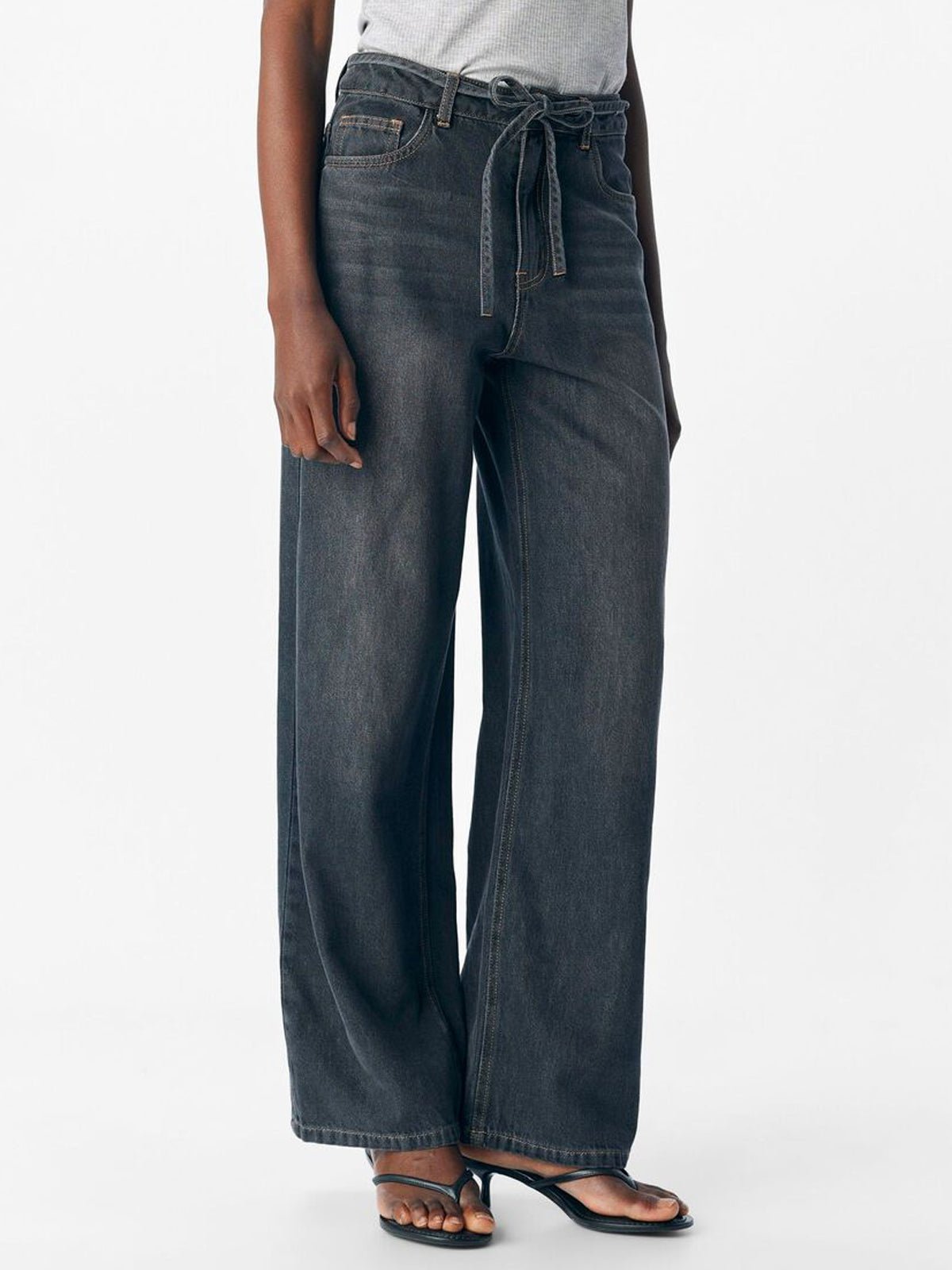 Object Rosie Wide Leg Jeans Grey - Glebe Fashion