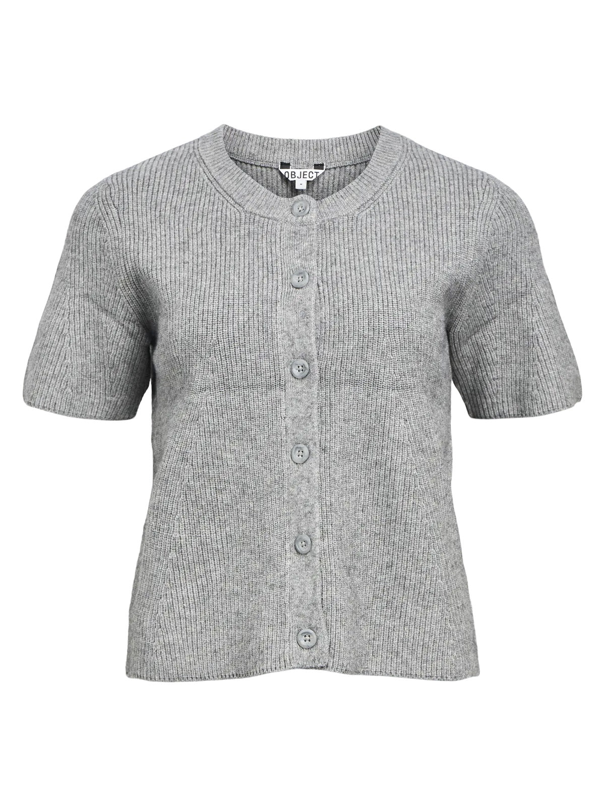 Object Viola Short Sleeve Cardigan Grey - Glebe Fashion