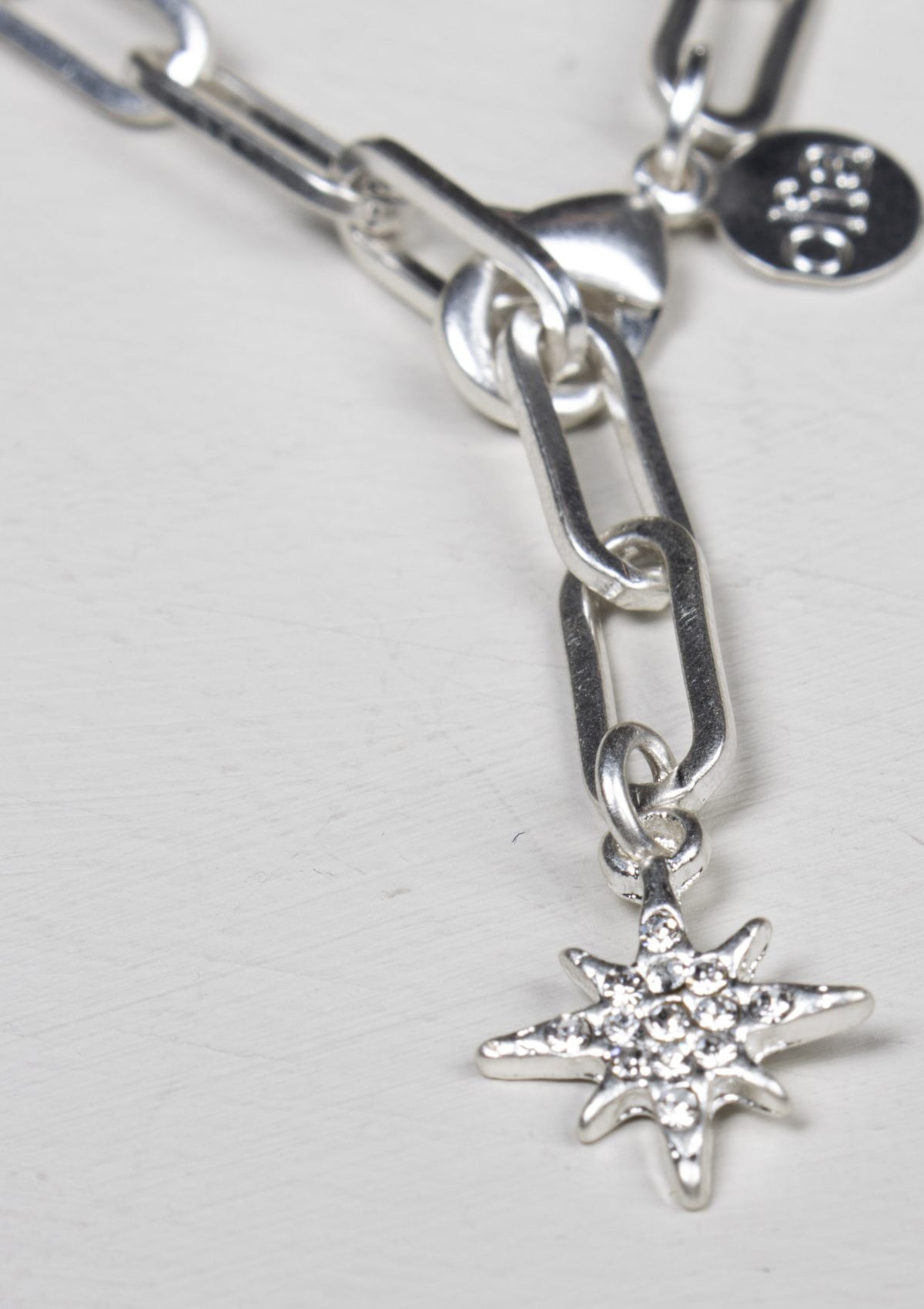 Olia Paperclip Chain Sparkle Bracelet Silver