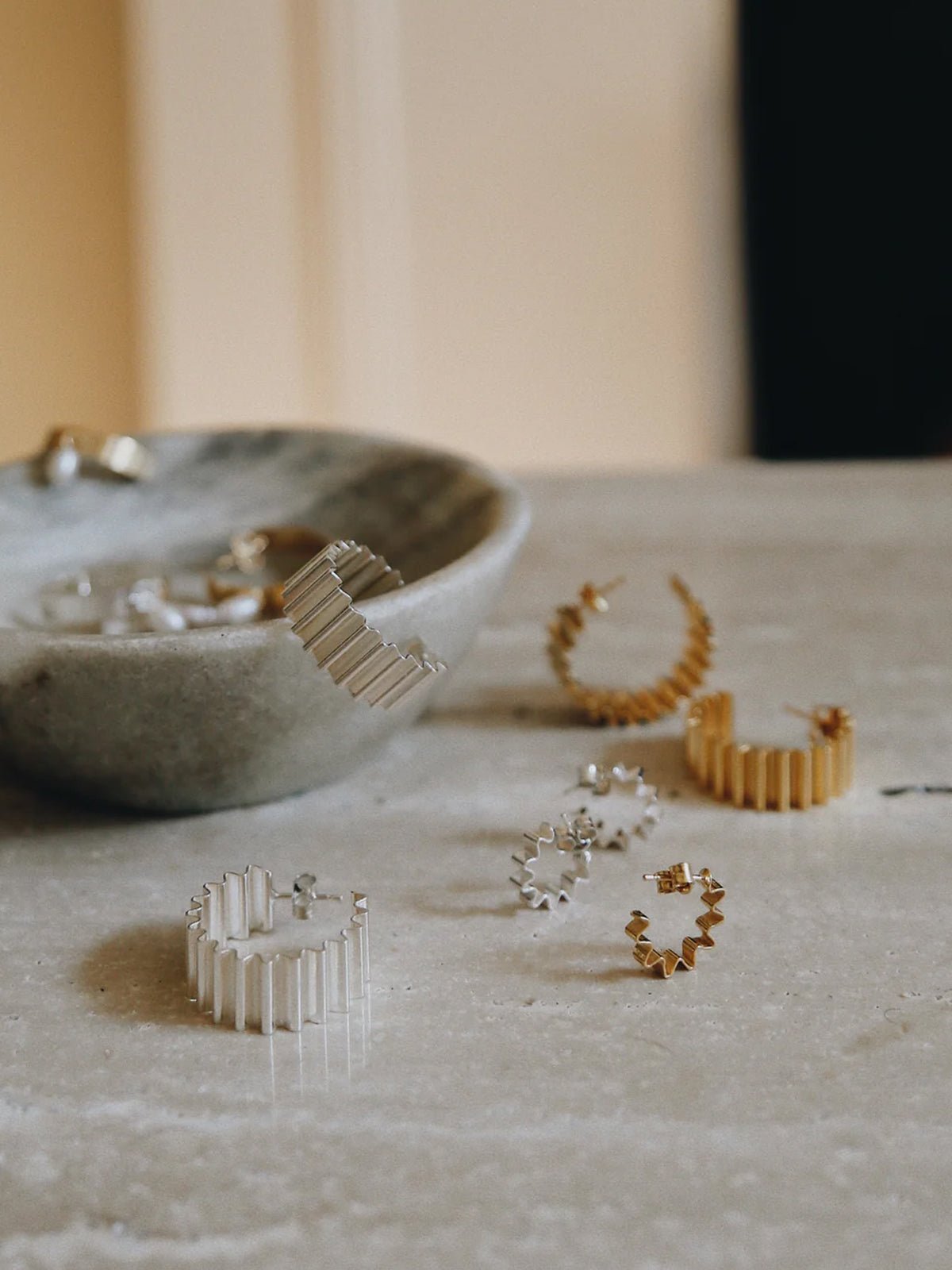 Olivia Taylor Mini Ondulee Hoops Recycled Silver - Glebe Fashion