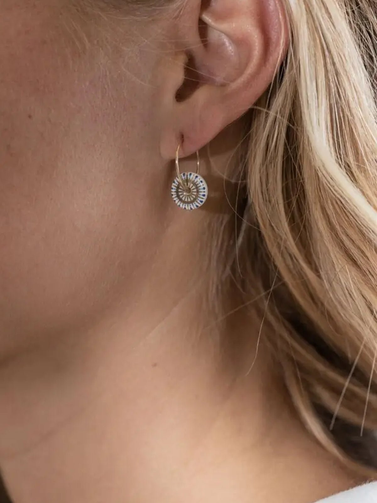 One & Eight Porcelain Mint Gold Earrings - Glebe Fashion