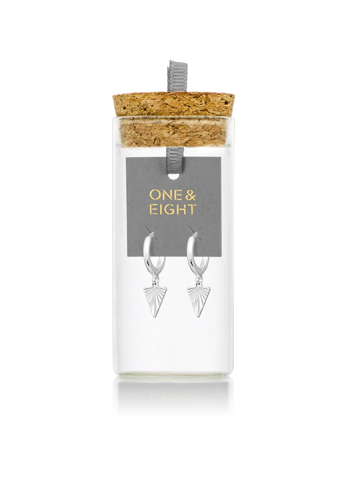 One & Eight Silver Triangle Huggies