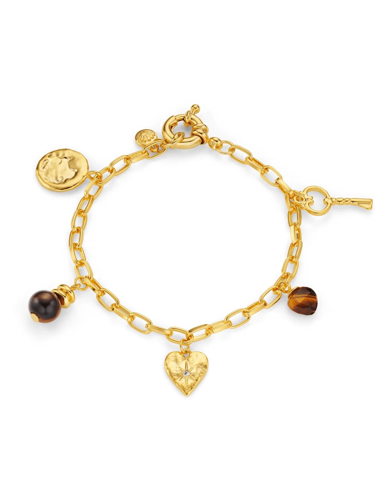 Orelia Mixed Charm & Tigers Eye Bracelet - Glebe Fashion