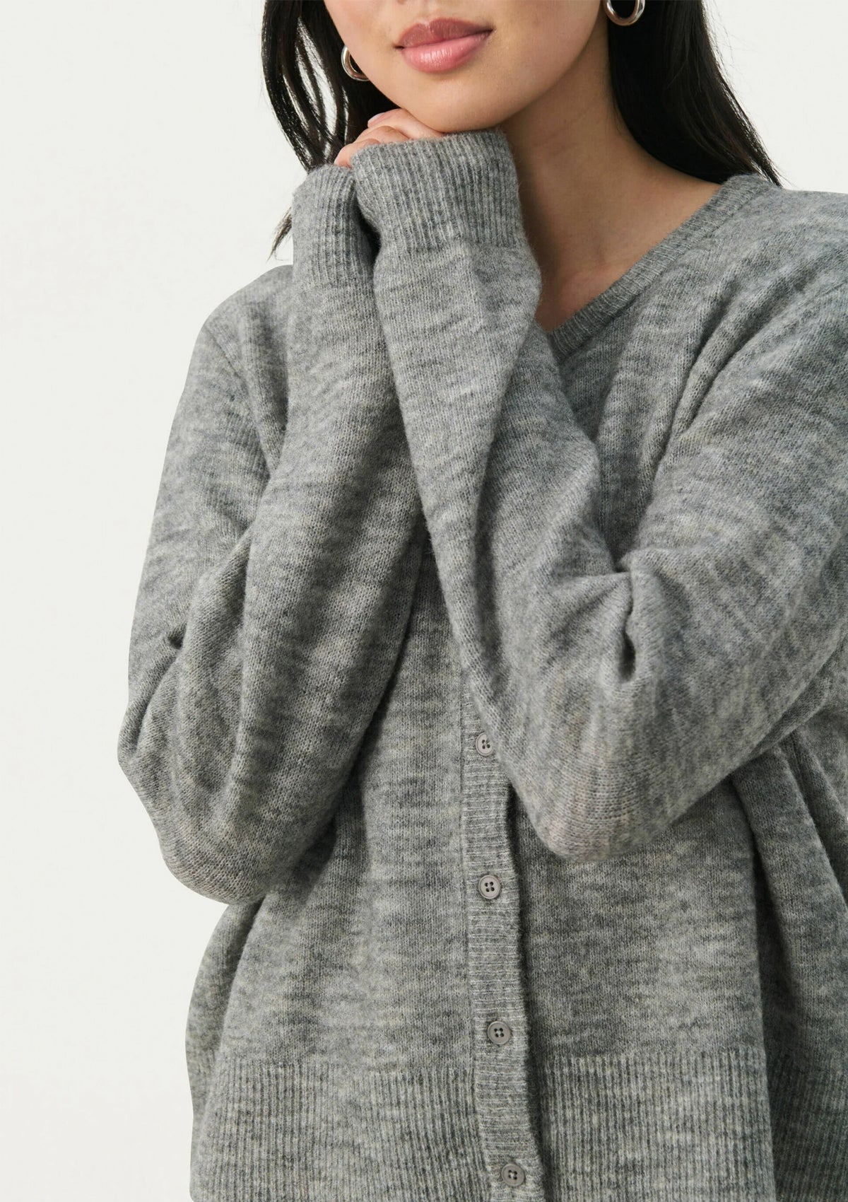 Part Two Cardigan Medium Grey Melange - Glebe Fashion