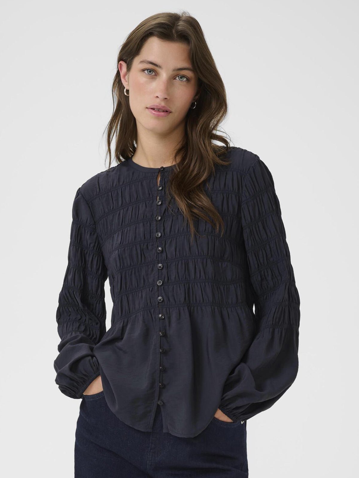 Part Two SiffePW Blouse Dark Navy - Glebe Fashion