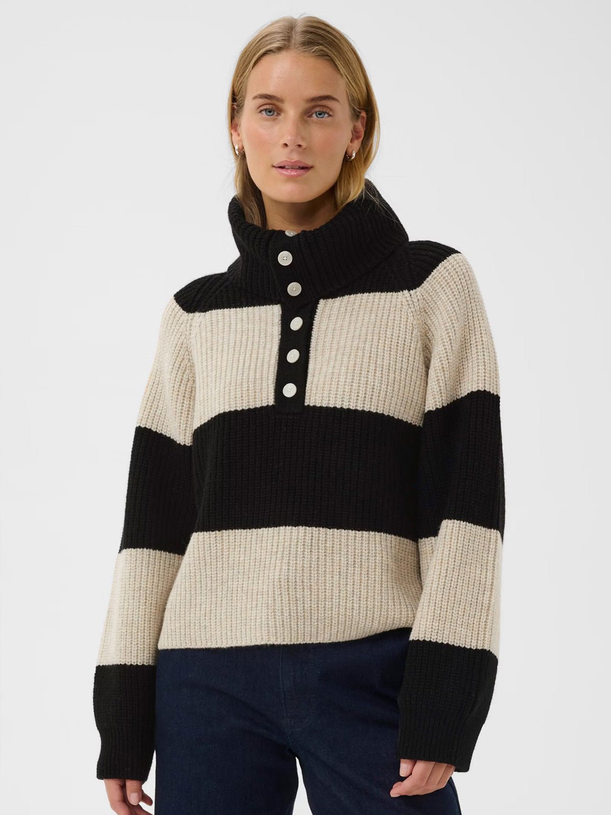 Part Two SimraPW Pullover French Oak & Black - Glebe Fashion