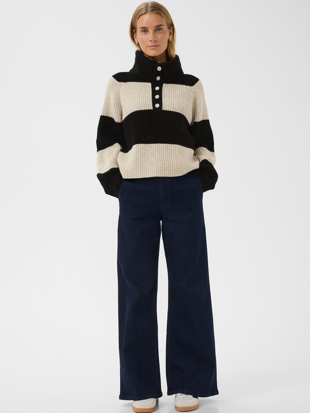 Part Two SimraPW Pullover French Oak & Black - Glebe Fashion