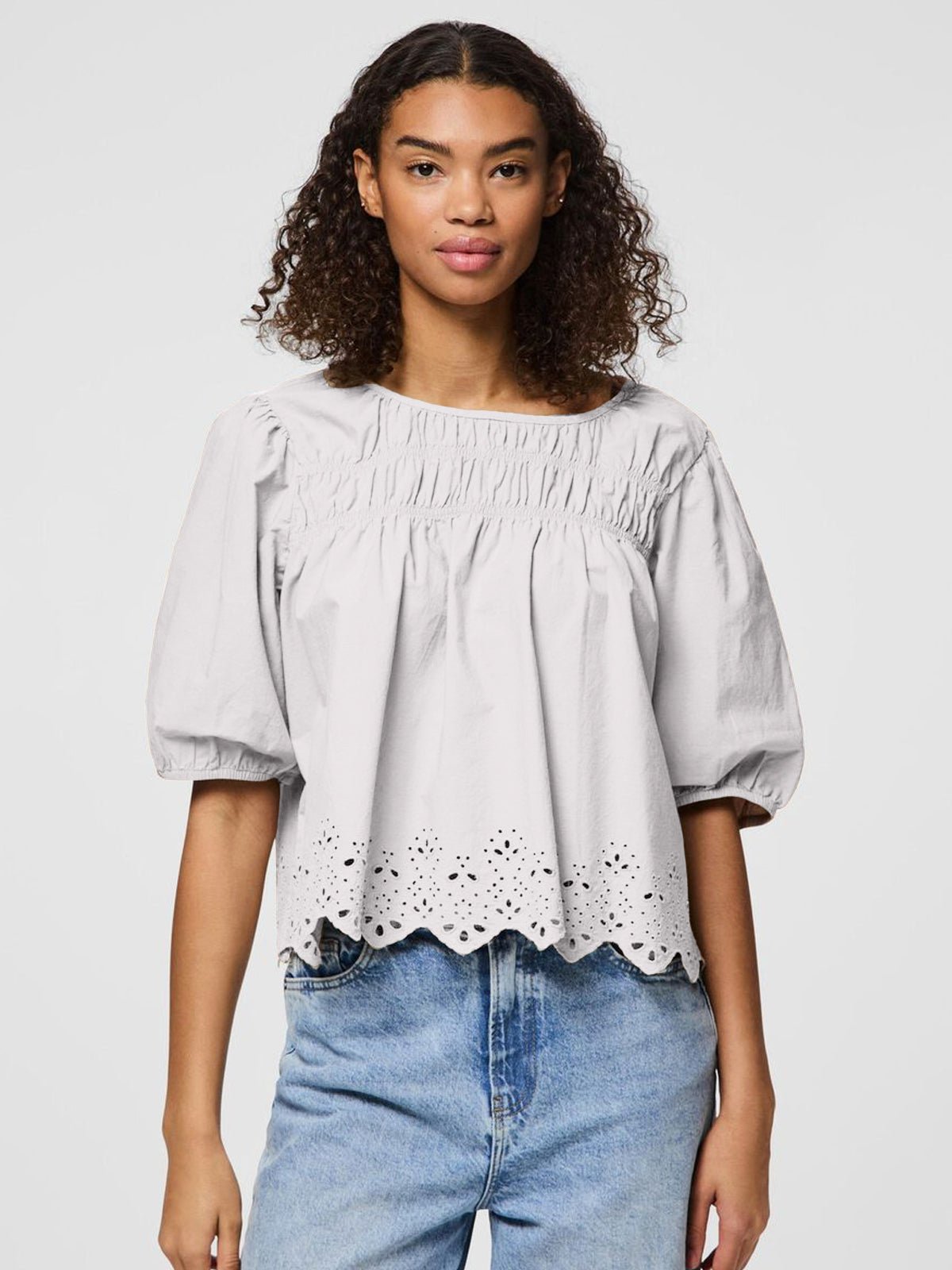 Pieces Almina White Cut Out Top - Glebe Fashion