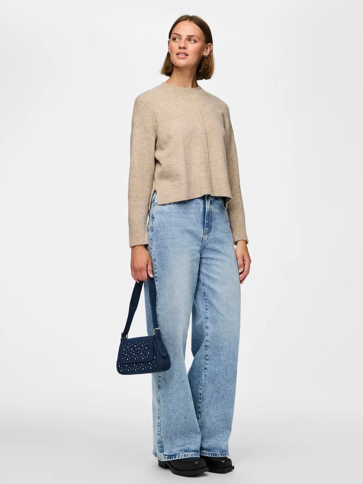 Pieces O-Neck Jumper Knit Melange - Glebe Fashion