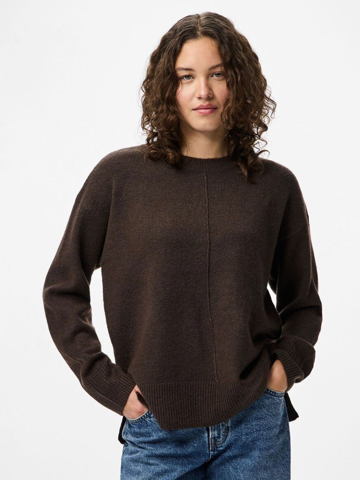 Pieces O’Neck Knit Hot Fudge - Glebe Fashion