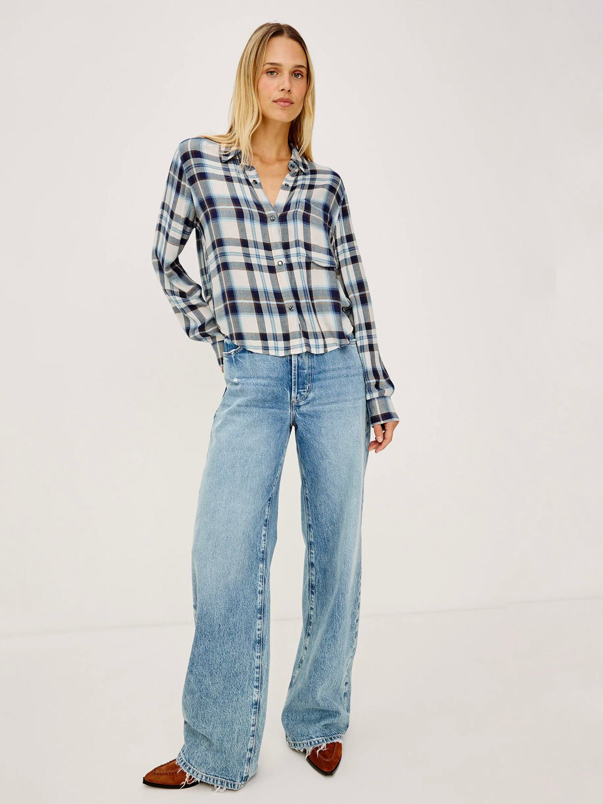 Rails Mailn Shirt Ecru Midnight - Glebe Fashion
