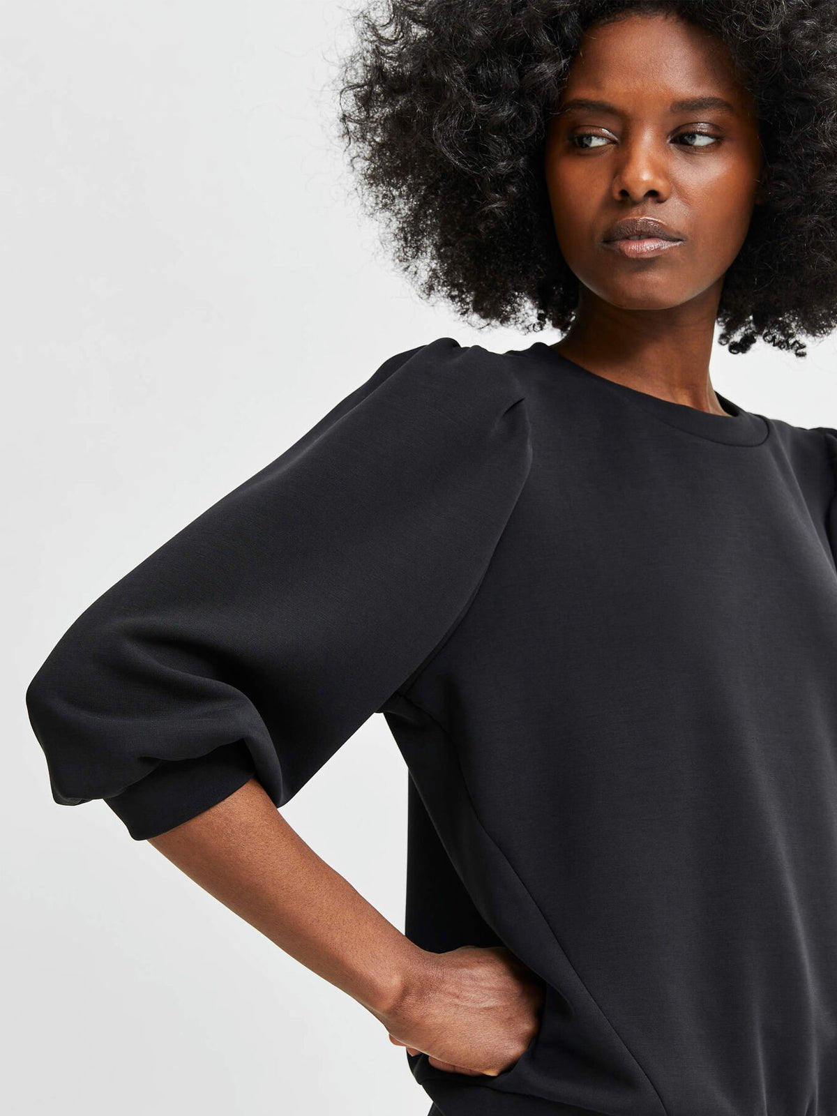 Selected Femme 3/4 Sweat Top Black - Glebe Fashion