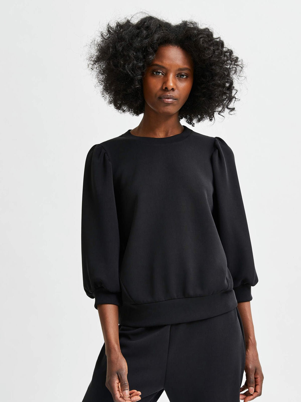 Selected Femme 3/4 Sweat Top Black - Glebe Fashion