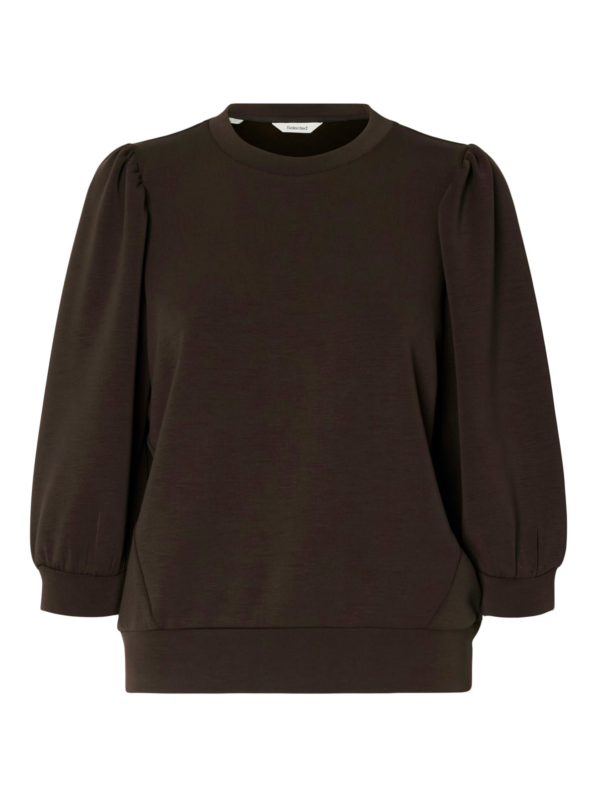 Selected Femme 3/4 Sweat Top Delicioso Chocolate - Glebe Fashion