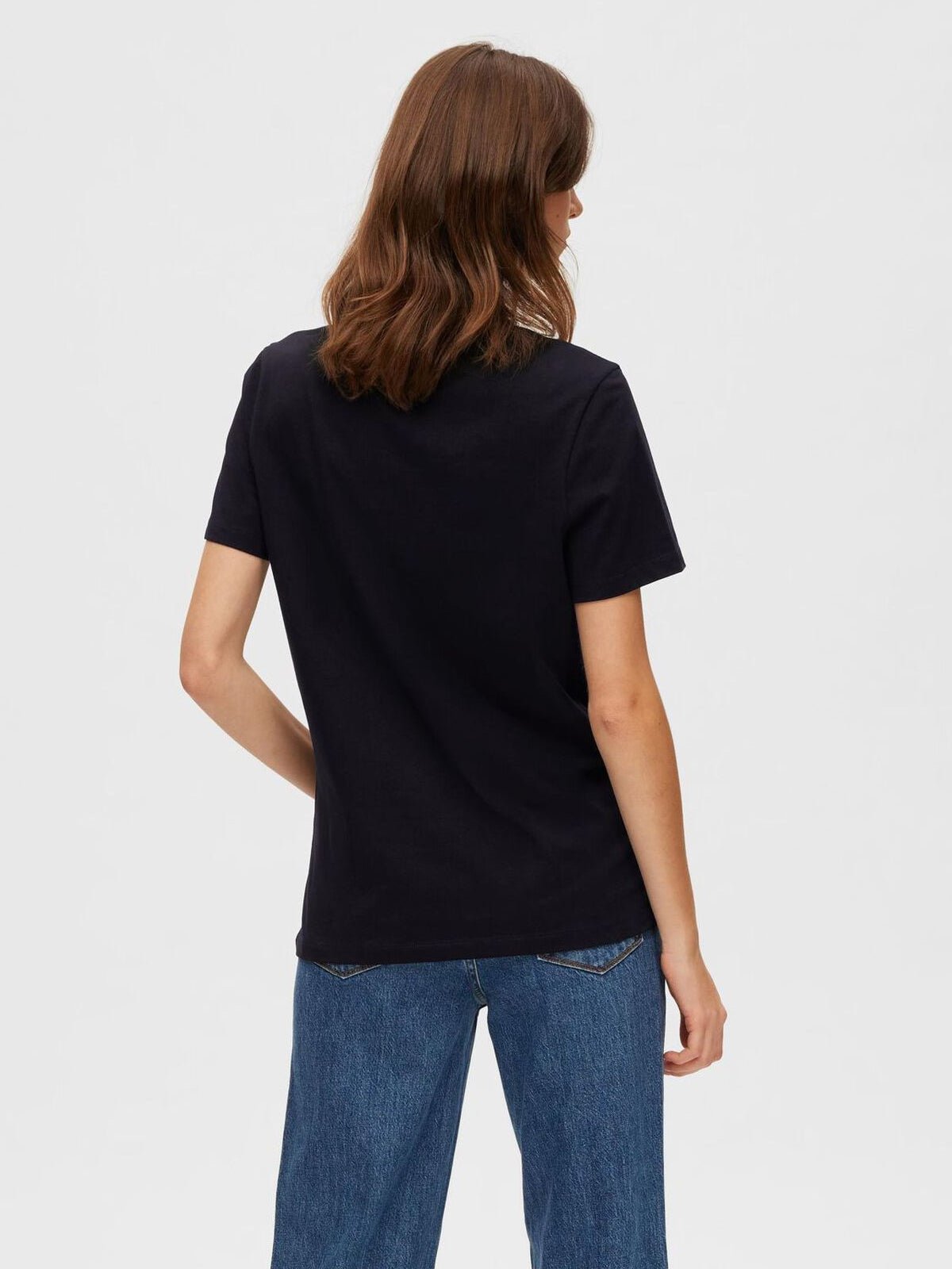 Selected Femme Essential O - Neck T-Shirt Black - Glebe Fashion