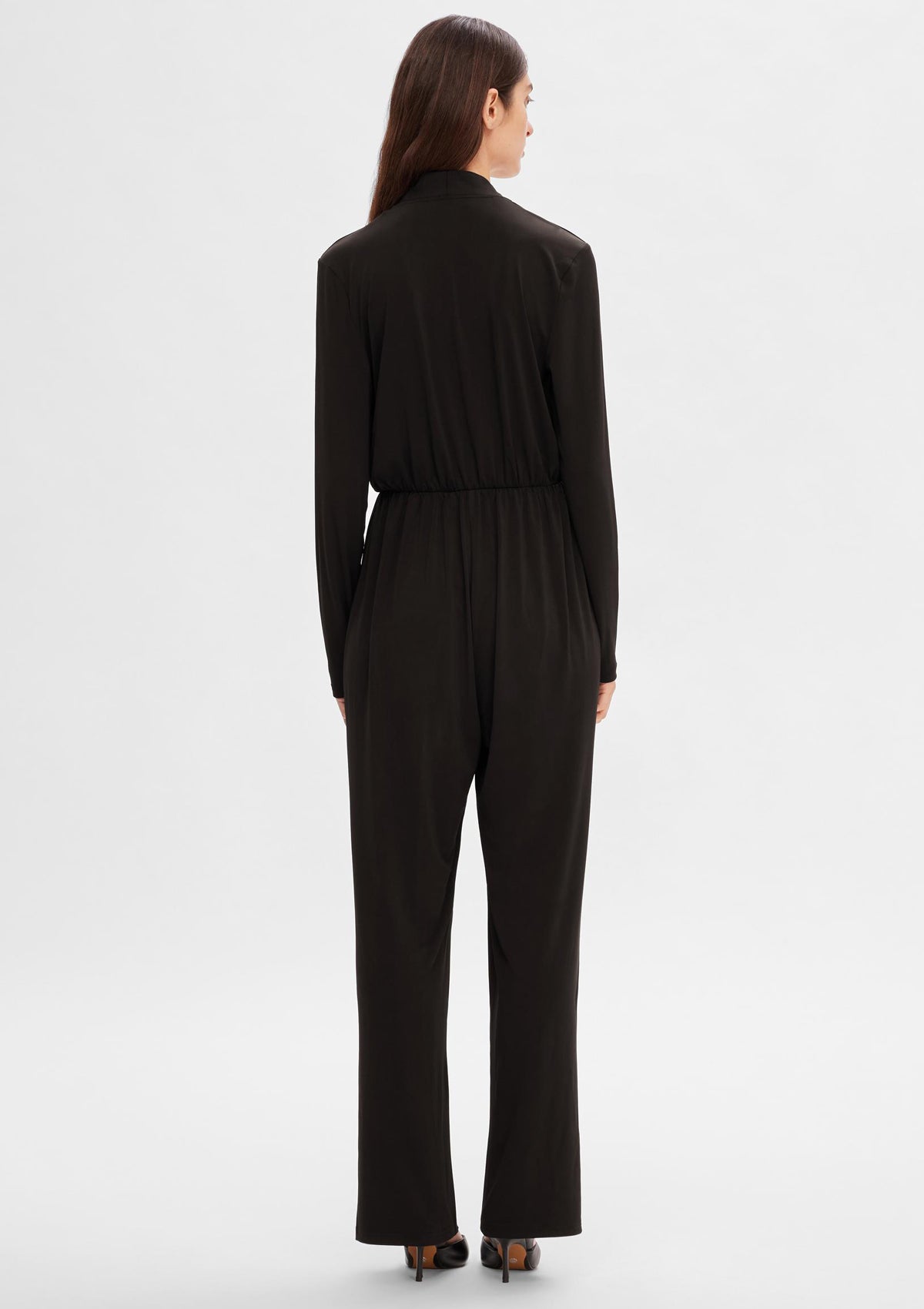 Selected Femme Robin Long Sleeve Jumpsuit Black - Glebe Fashion