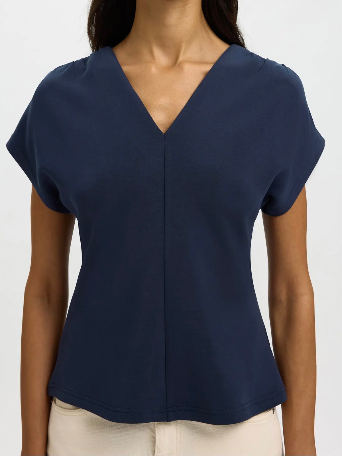 Selected Gathered Short Sleeve Sweat Top - Glebe Fashion