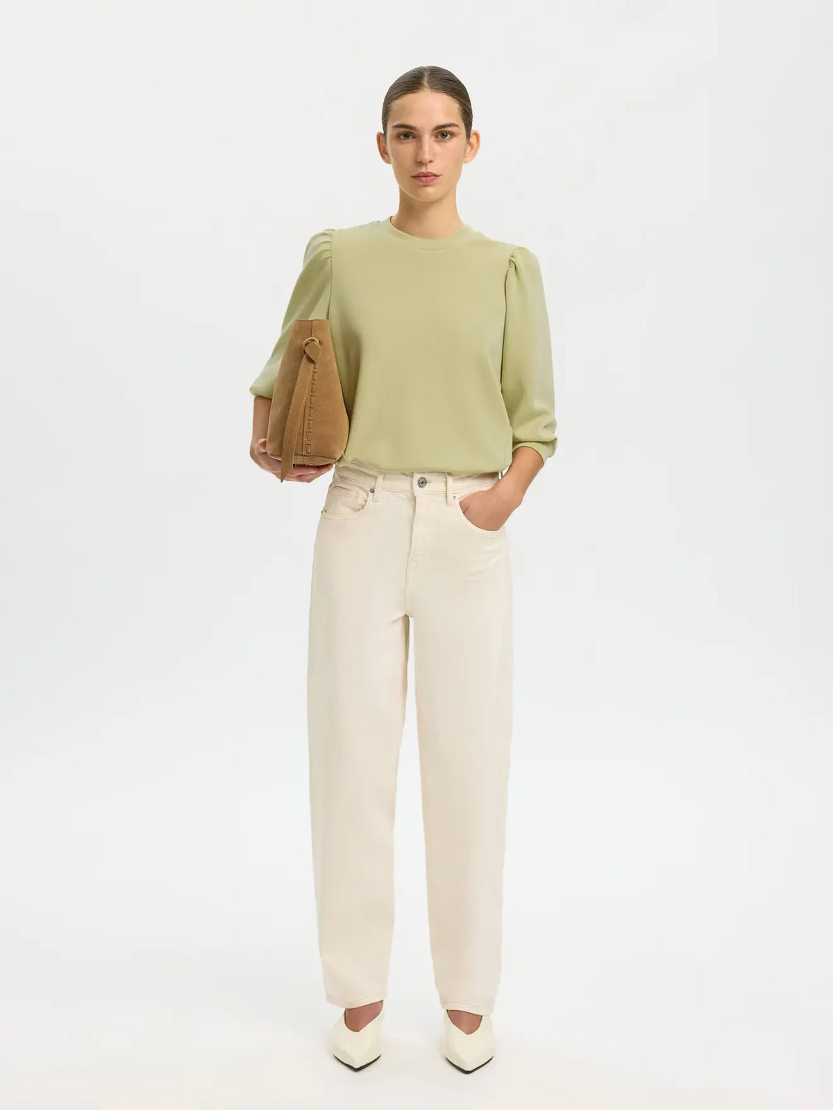 Selected Sweat Top Pale Green - Glebe Fashion