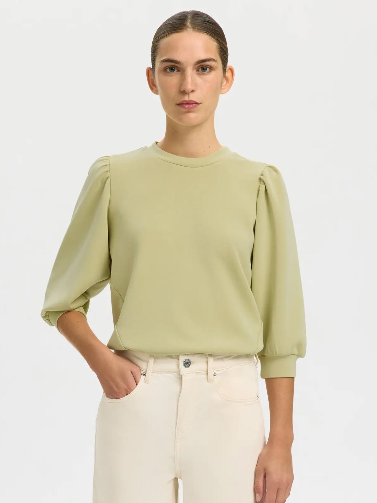 Selected Sweat Top Pale Green - Glebe Fashion
