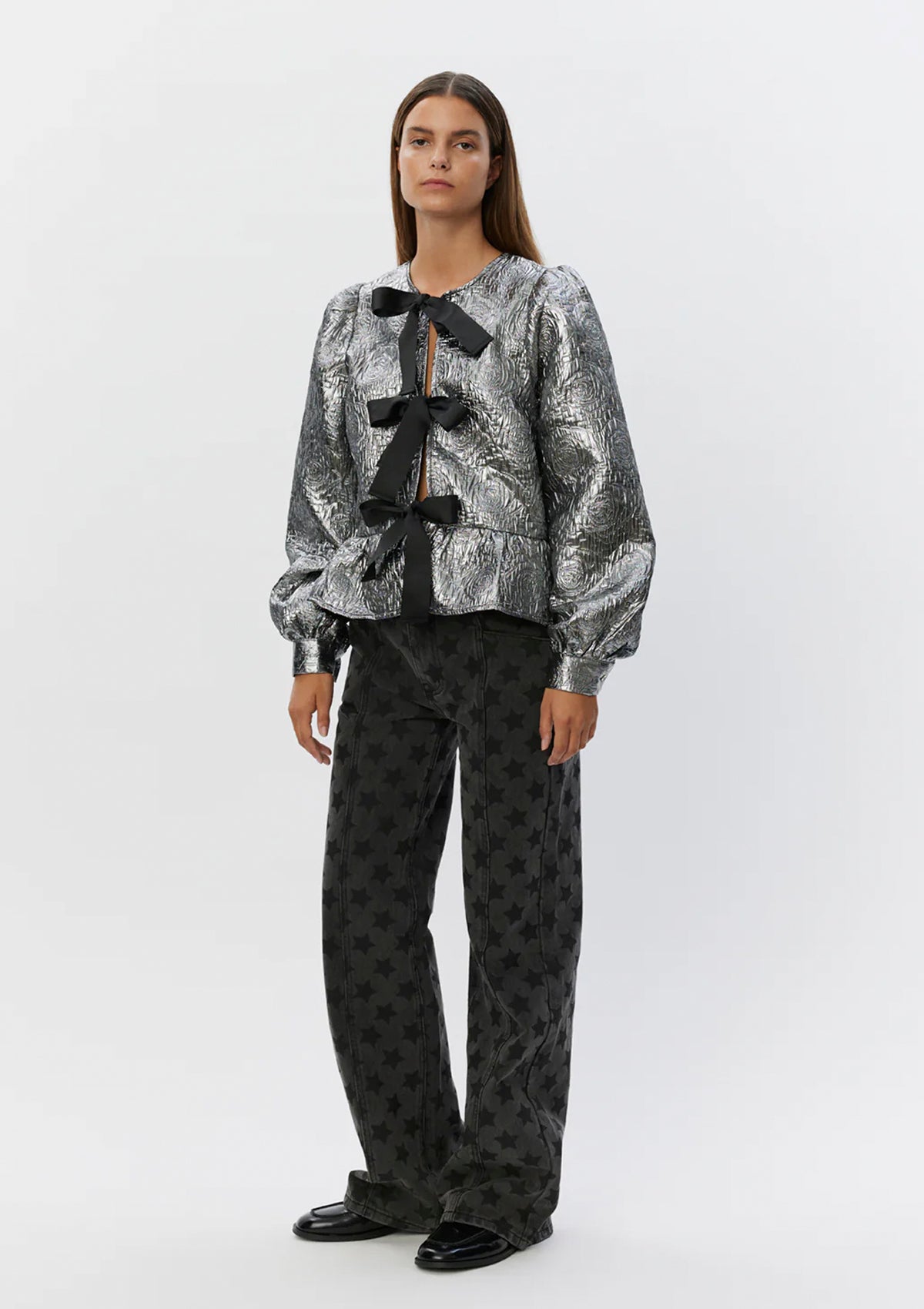 Sofie Schnoor Bow Tie Shirt Silver - Glebe Fashion