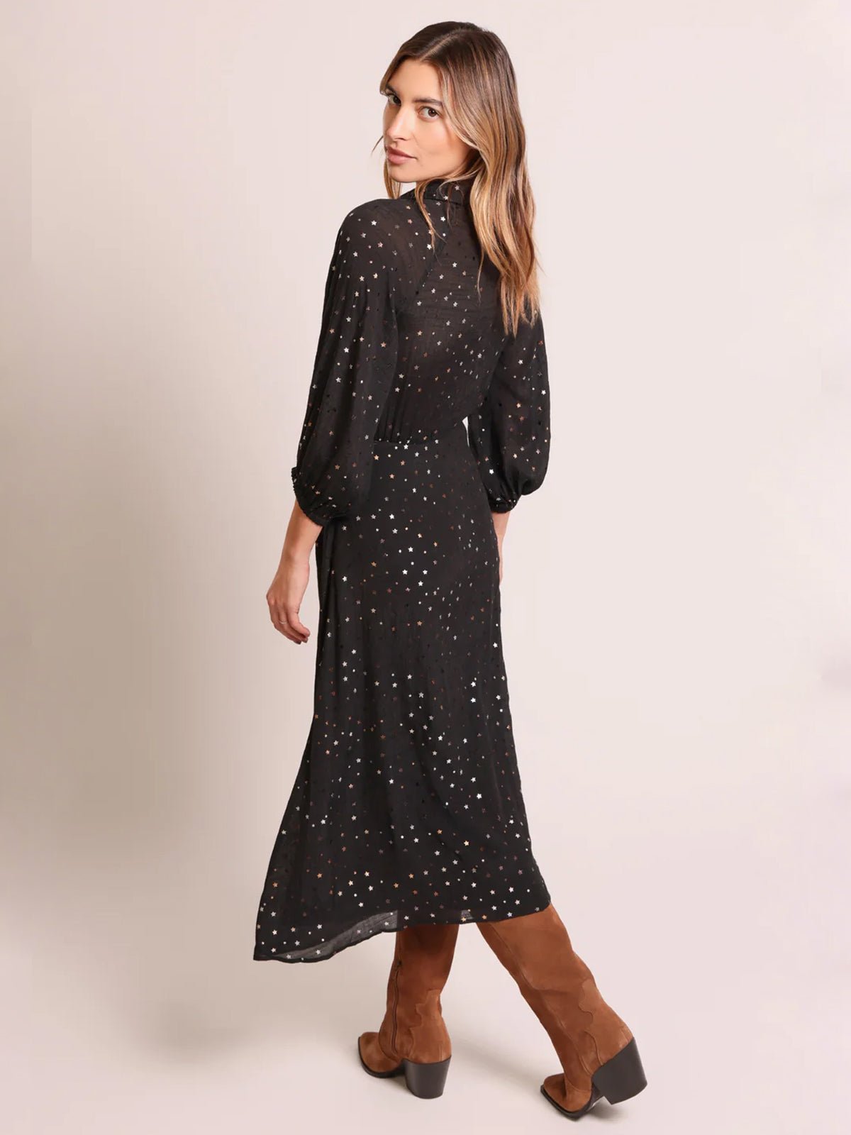Traffic People Fusion Dress Black Star Print - Glebe Fashion