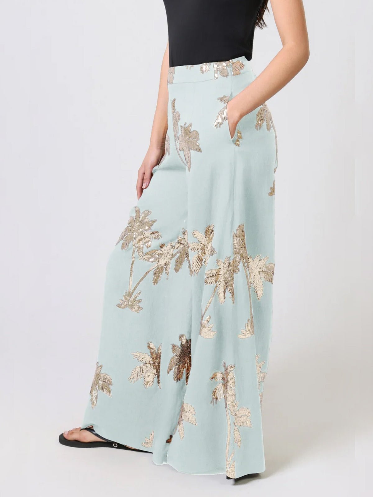 Traffic People Palms Of Gold Rene Trousers Blue - Glebe Fashion