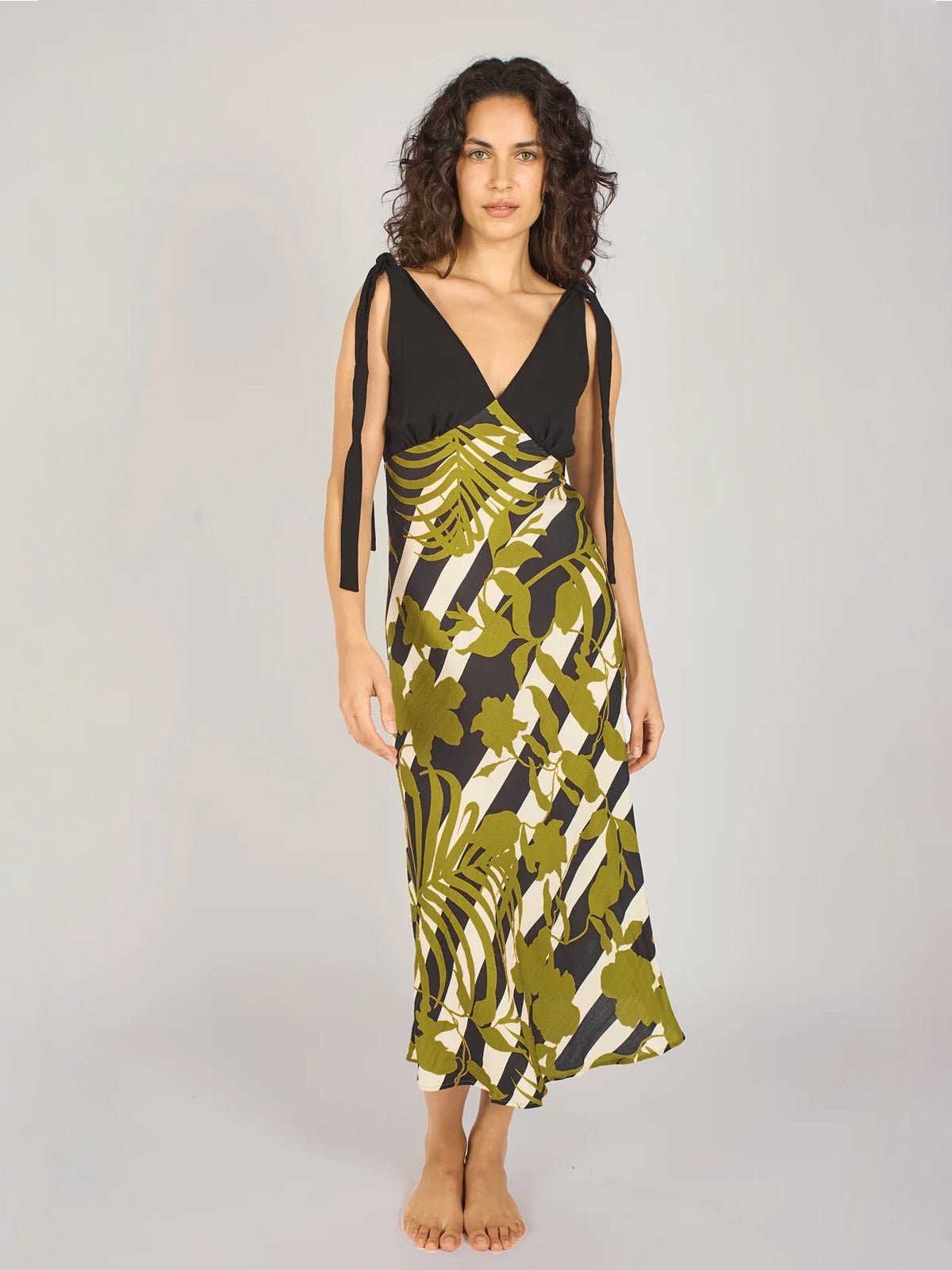 Traffic People The Archive Eddie Dress Black Olive - Glebe Fashion