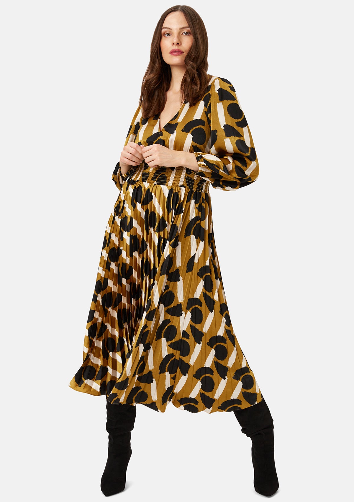 Traffic People Aurora Dress Mustard Print