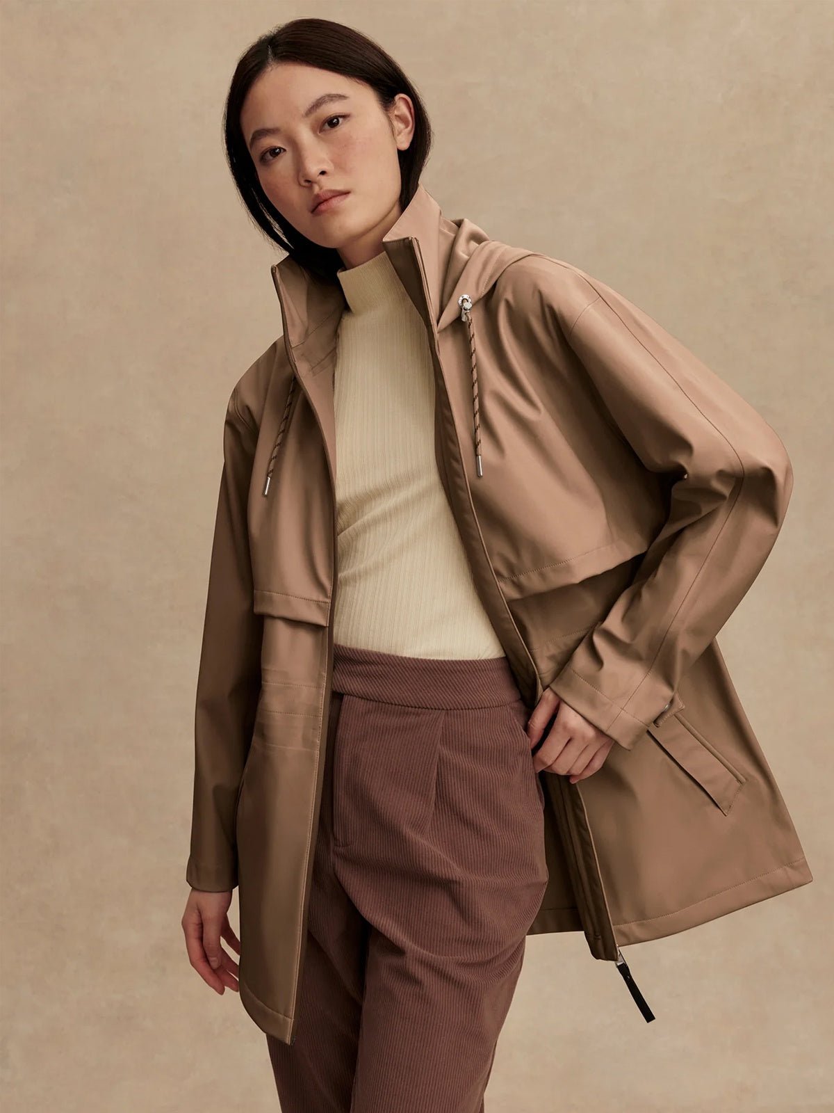 Varley Alyssa Rain Jacket Ash Taupe - Glebe Fashion