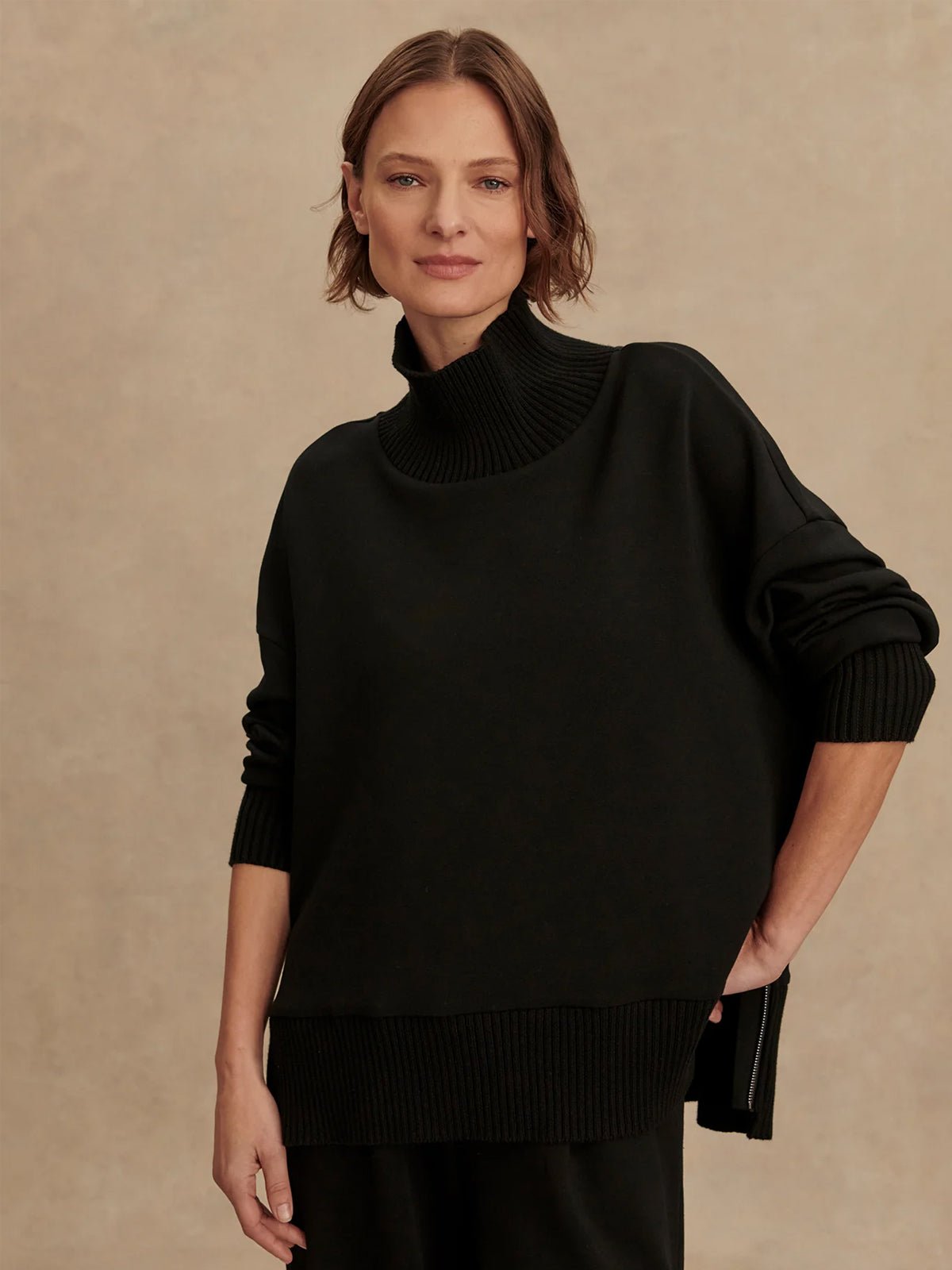 Varley Barker High Neck Sweat Black - Glebe Fashion