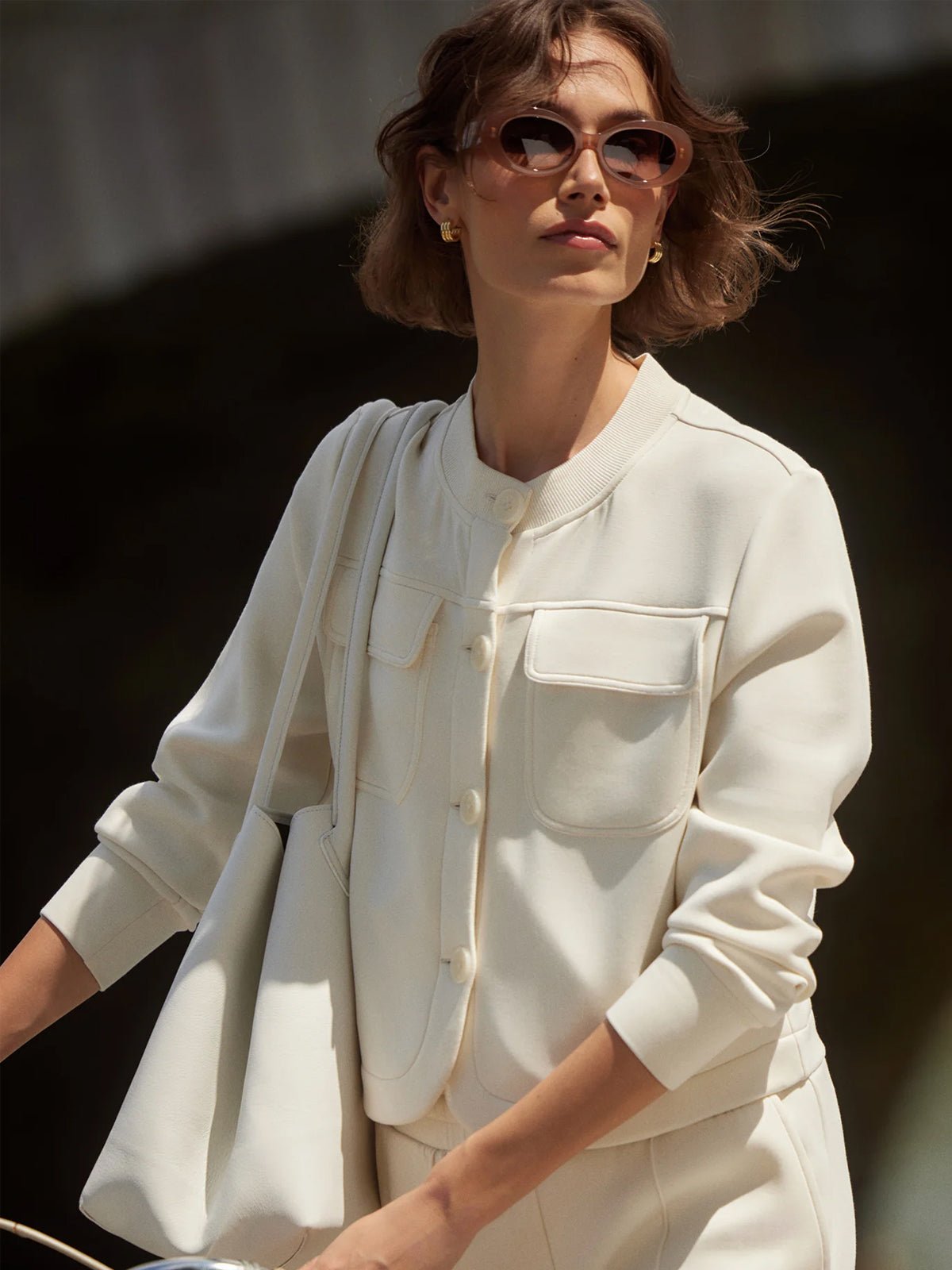 Varley Hartwell Button Through Sweat Pristine - Glebe Fashion