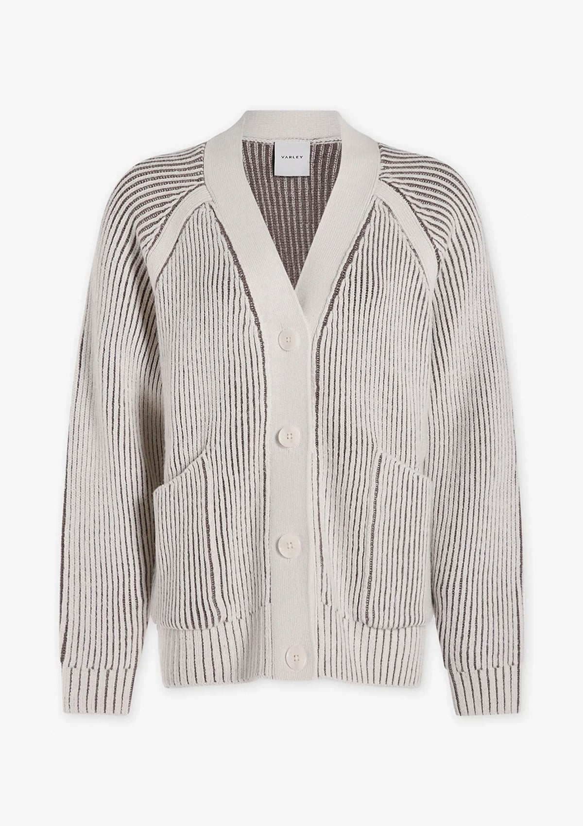 Varley Jude Plated Cardigan Birch - Glebe Fashion