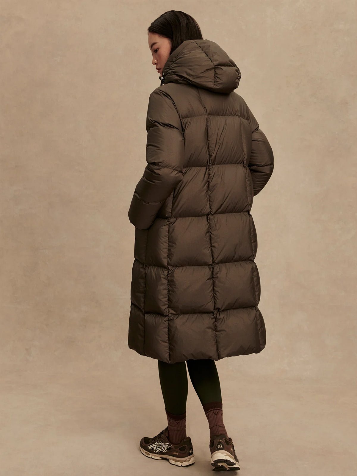 Varley Katya Long Down Puffer Jacket Dark Olive Metallic - Glebe Fashion