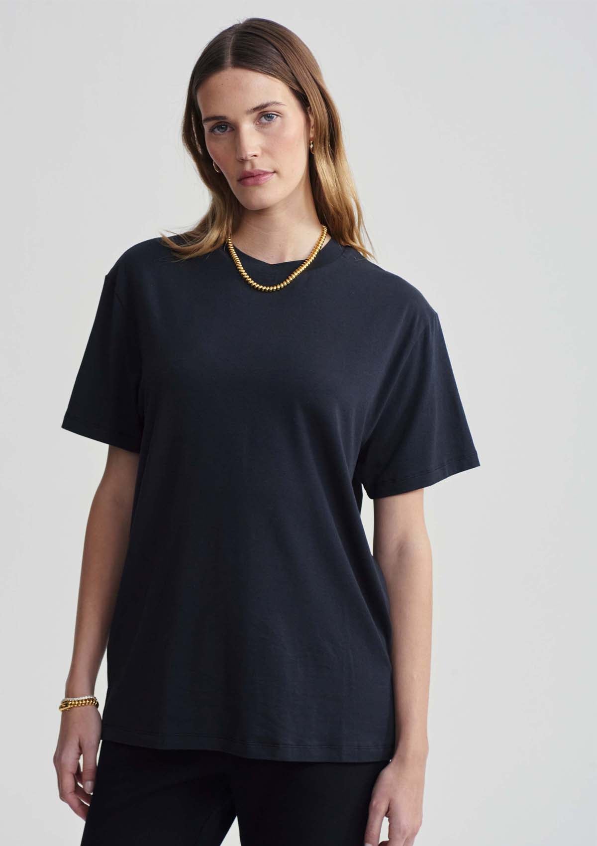Varley Leighton Boyfriend Tee Black - Glebe Fashion