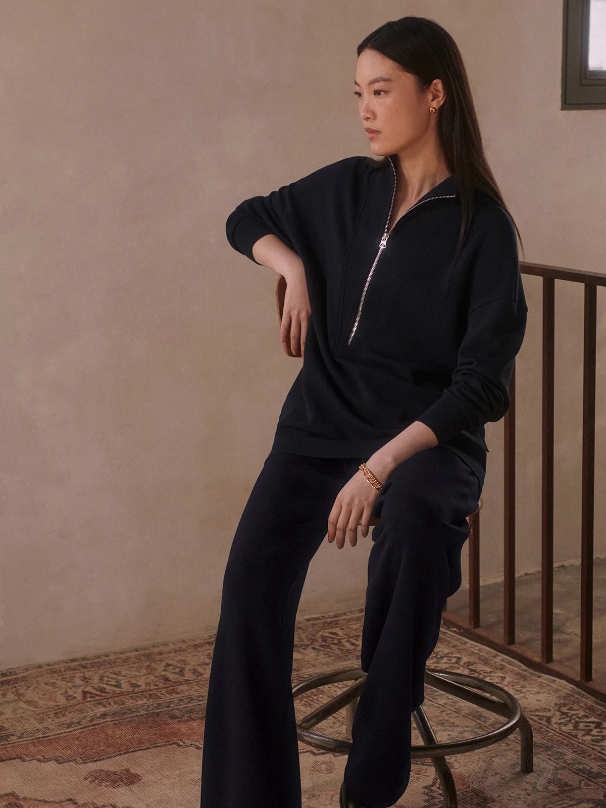 Varley Masie Longline Sweat Navy - Glebe Fashion