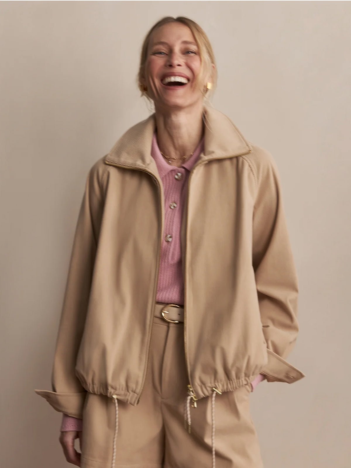 Varley Nadina Blouson Jacket Light Taupe - Glebe Fashion