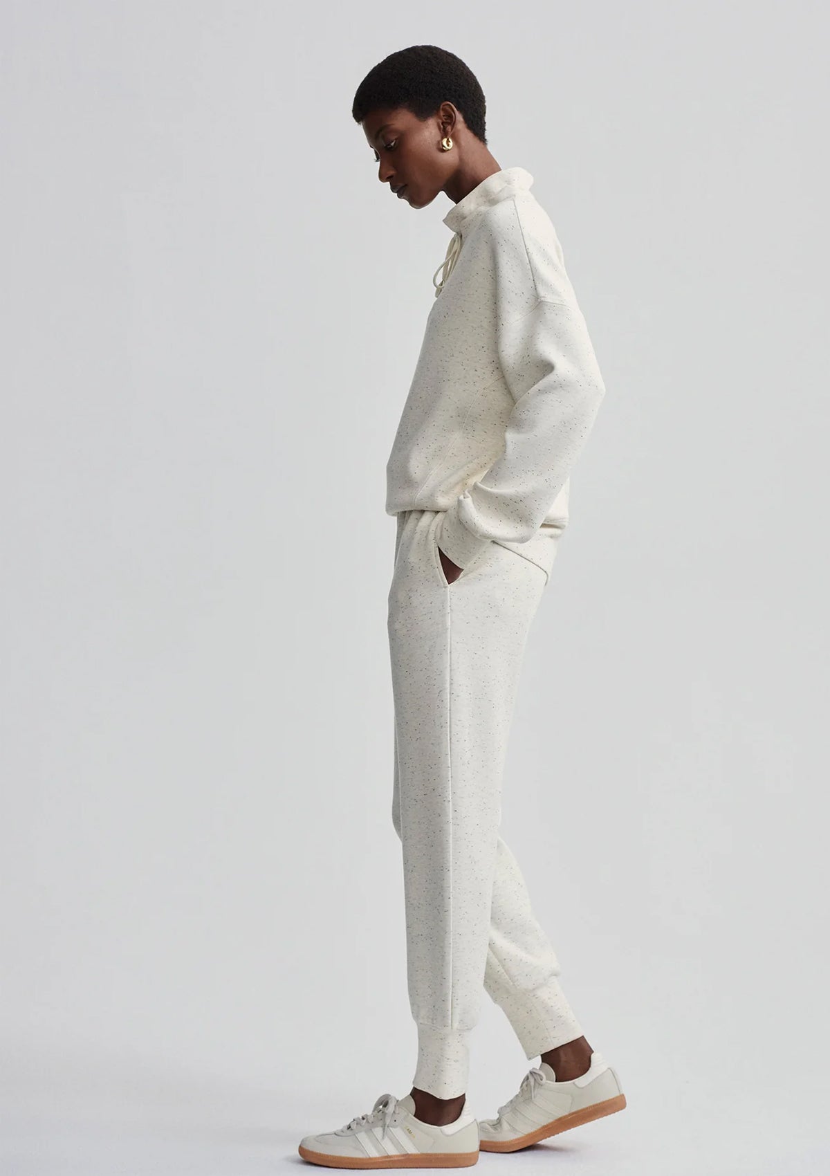 Varley Oakdale Sweat Ivory Marl Fleck - Glebe Fashion